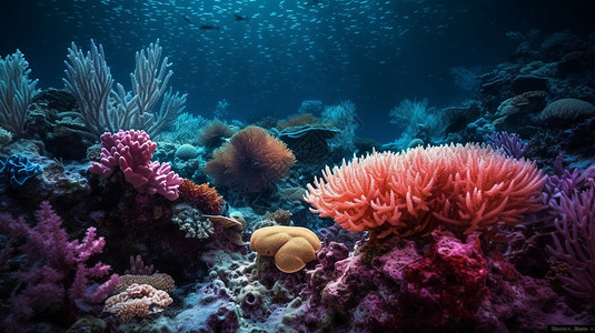 彩色海洋鱼类海洋生态系统背景