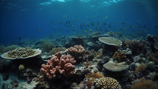 彩色海洋鱼类海洋生物多样性背景