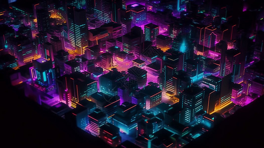 抽象霓虹城市景象背景图片