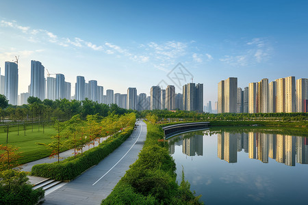 河边的公路河边住宅高清图片