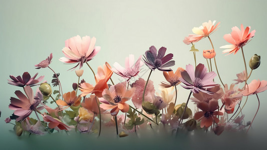 3D美丽的花卉背景图片