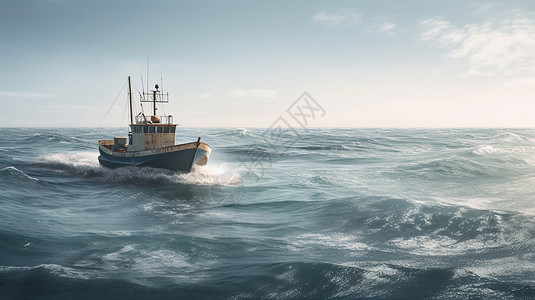 渔业一艘破旧的渔船设计图片