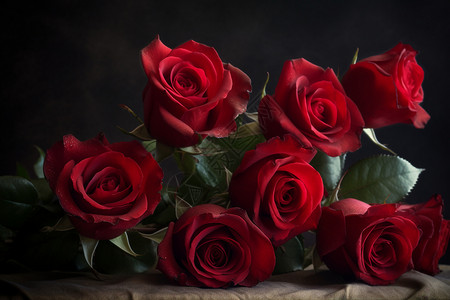 一束红玫瑰红玫瑰的特写背景