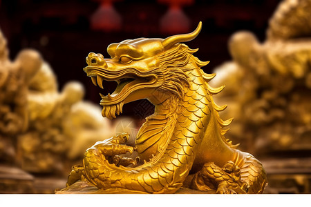 中国传统金龙雕像图片