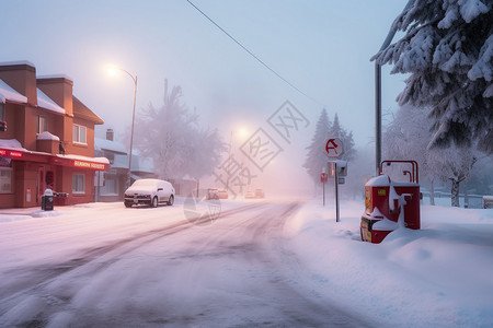 冬季的城市道路景观图片