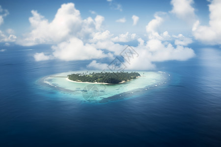 横海中间海中间的小岛背景