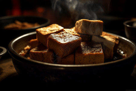 黑暗风格家庭经典美食臭豆腐背景