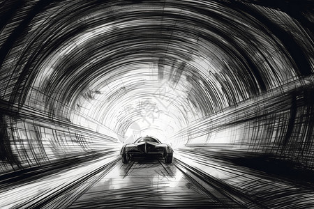 在隧道中行驶的汽车图片