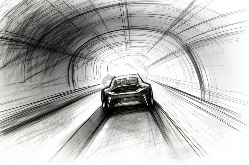 穿过隧道的汽车图片