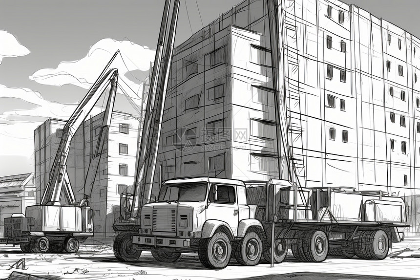 建筑工地的卡车图片