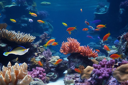 海洋里的热带鱼和珊瑚图片