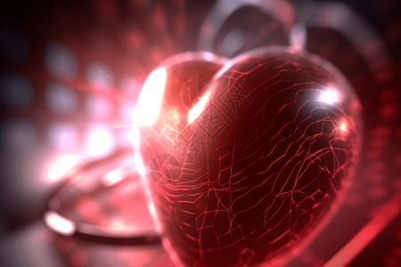 红色3D心脏模型背景图片
