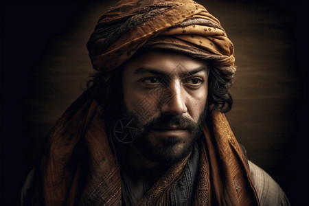 一个具有传统服装和配饰的中东人图片