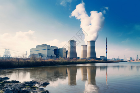 工业电力发电厂的排放管道设计图片