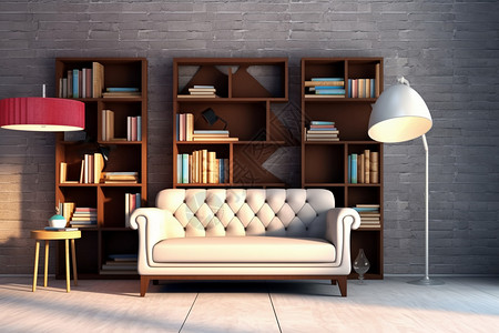 书房欧式白色欧式沙发的书房设计图片