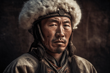 蒙古风情一个男人传统服装与搭配背景