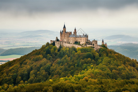符腾堡山顶上的城堡背景