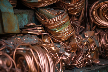 回收的废铜金属废料高清图片