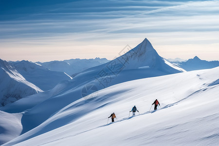 冬天雪山里的滑雪者图片