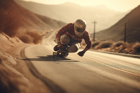 极限滑板运动在山路上滑行滑板设计图片