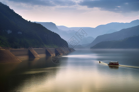 山中平面的湖水图片