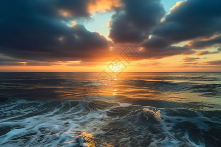 美丽的日出海面背景图片