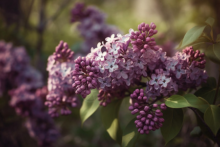 美丽的紫色丁香花背景图片