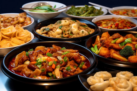 年夜饭宣传单中国家居美食背景