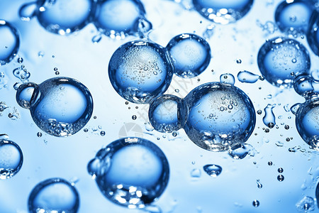 抽象透明气泡的蓝色背景背景图片