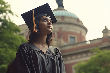 戴着学士帽的女大学生图片