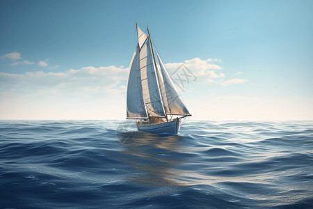 帆船在开阔的海面图片