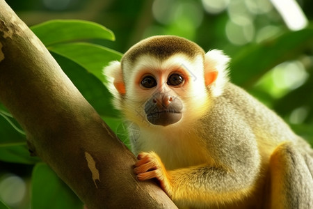 树上可爱的猴子背景图片