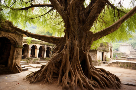 古镇中的文化古树图片