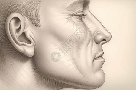 五官立体鼻子的细节插画