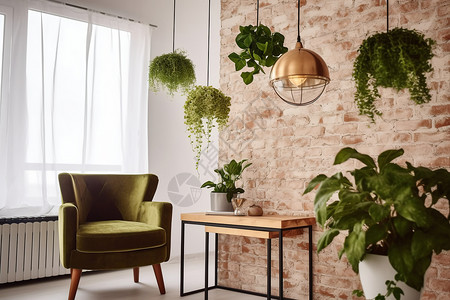 客厅的绿色植物图片