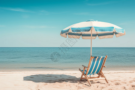 沙滩上日光浴海洋沙滩和伞背景