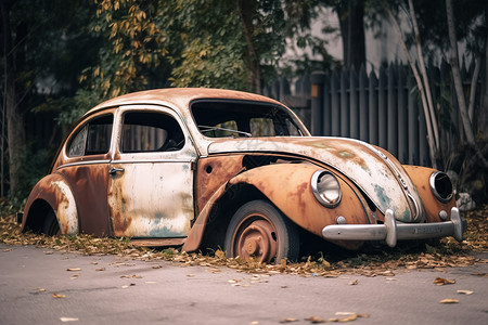 废弃的古董甲壳虫汽车图片