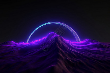海岸线 绘制紫色光线绘制的山脉设计图片