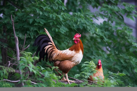生态鸡农场放养的鸡背景