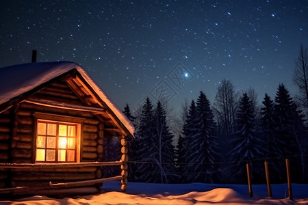 窗外雪冬季的木屋背景
