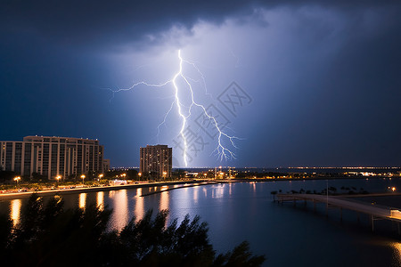 闪电照片素材打雷闪电的雨夜背景
