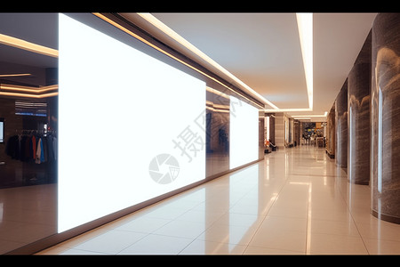 现代商场的灯箱走廊图片