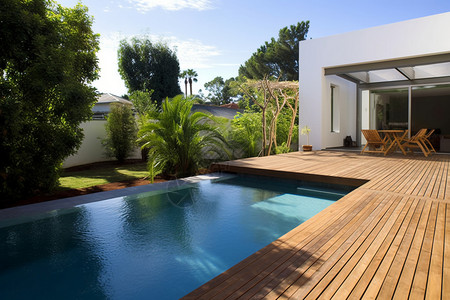 花园泳池别墅背景图片