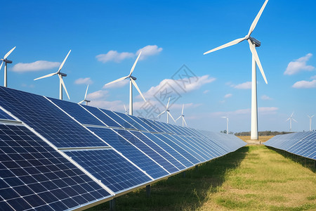 储能科技太阳能和风力发电背景