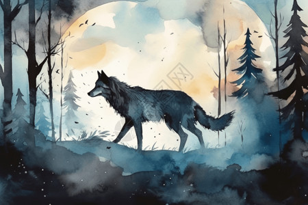 森林里的公狼背景图片