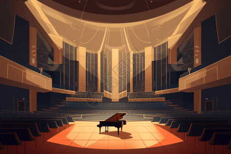 会场素材钢琴演奏大厅插画