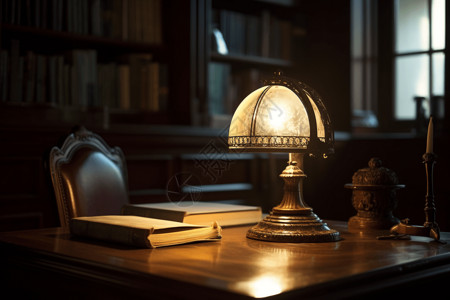 图书阅览室古董灯的阅览室设计图片