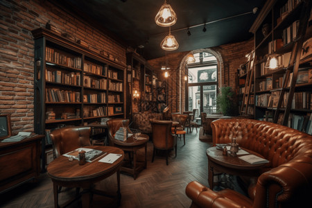 阅览室咖啡店的阅读环境设计图片