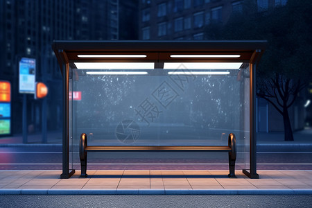 公共长椅车站的广告牌设计图片