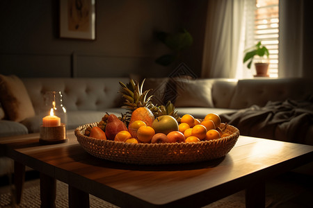 客厅茶几上的水果拼盘设计图片